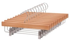 Wooden Pants Hangers, Solid Wood Bottom Jeans Skirt Hanger with 2-Adjustable ...