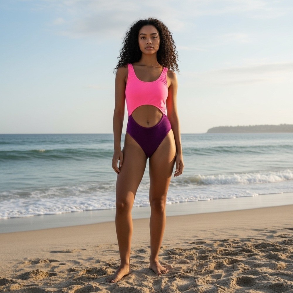 Victoria's Secret Pink Velvet High Cut One Piece Swimsuit Bright Pink Purple S