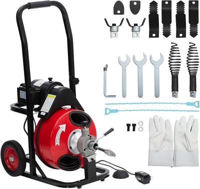 Auto Feed 100FTx1/2'' Drain Cleaner Machine With 250W Motor Sewer Snake Auger