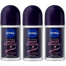 NIVEA New Series Women Deodorant Roll-On 1.7 fl oz Pearl & Beauty Black – 3Pack