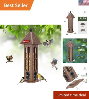 Attractive Outdoor Bird Feeder with Clear Viewing Window & 4 Ports for Gardens