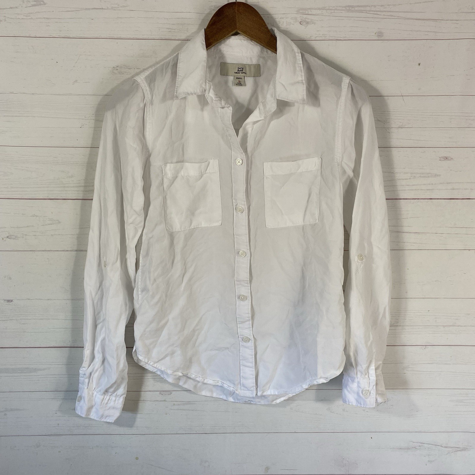 Thread + Supply Womens White Button Front Blouse … - image 1