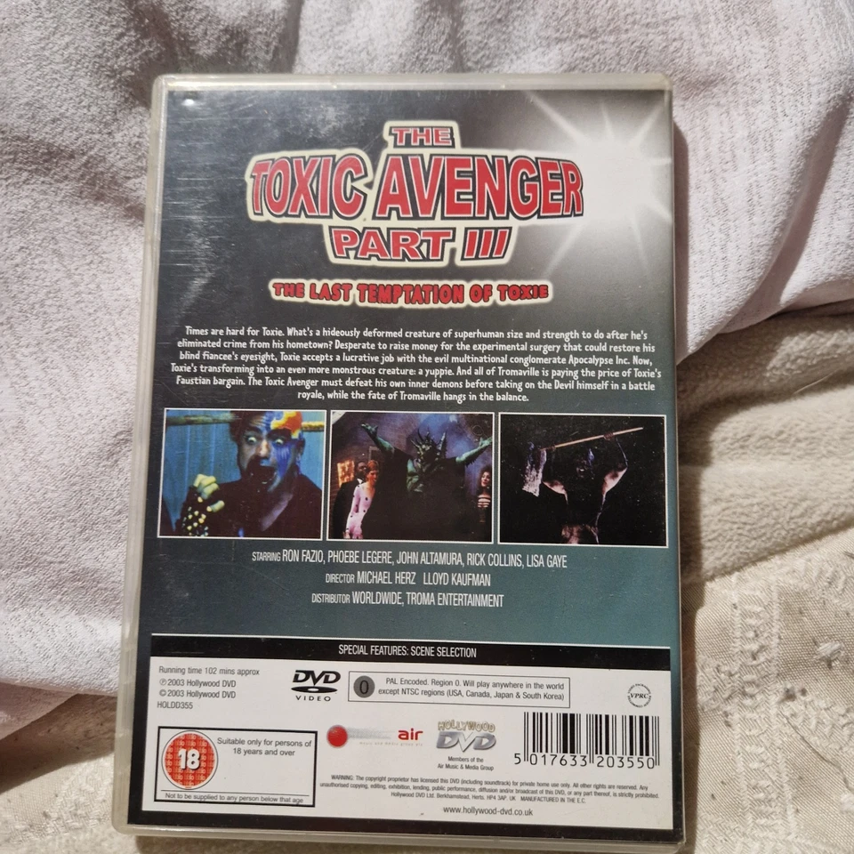 THE TOXIC AVENGER PART 3 LAST TEMPTATION OF TOXIE DVD (2003) - Image 2 of 4
