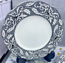 J&G Meakin 7” plates English Staffordshire Sterling Renaissance Black-Set of 8