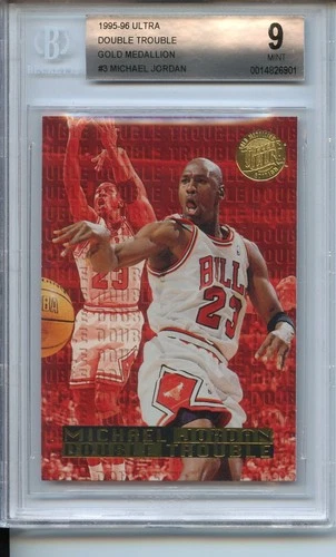 BGS 9 1995 ULTRA MICHAEL JORDAN DOUBLE TROUBLE GOLD MEDALLION #3 MINT