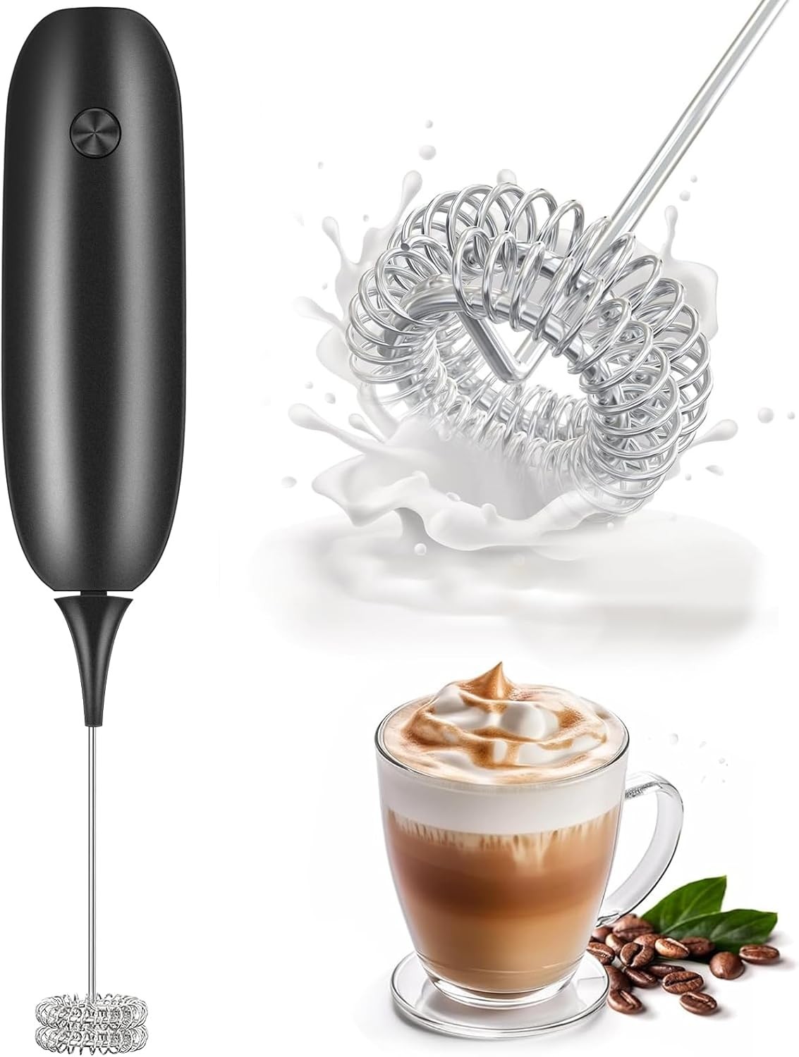 Milk Frother Handheld Whisk Battery Powered Drink Mixer, Milk Frother Foamer &