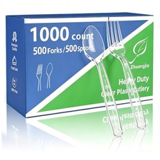 1000 Count Plastic Silverware Heavy Duty 500 Forks 500 Spoons forks spoons 1000
