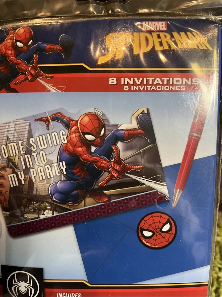 Marvel Superhéroe SPIDERMAN INVITACIONES Fiesta de Cumpleaños Invitaciones (8 Tarjetas) ¡Nuevo! Foto 3 de 4