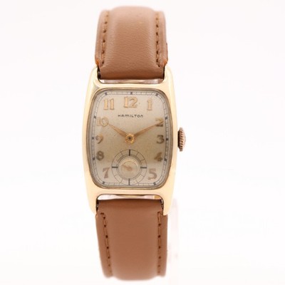 Vintage 23mm 1950 Hamilton Art Deco Boulton 19J Mechanical Wristwatch 14k GF USA