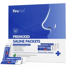 Saline Packets for Sinus Rinse, 100 Premixed Neti Pot Salt for Nasal Irrigation