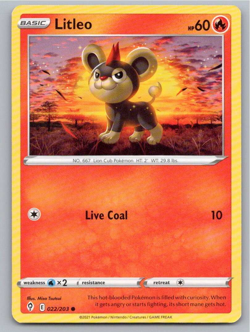 2021 POKEMON LITLEO EVOLVING SKIES 022/203 C NM A62861 FREE S&H