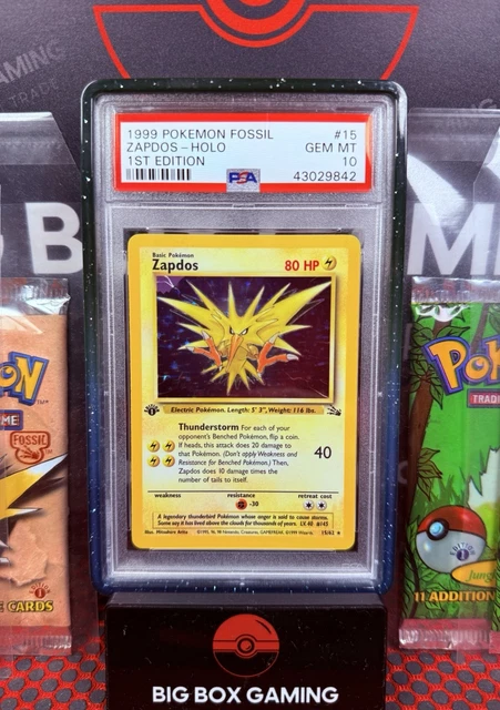 Pokemon PSA 10 1999 Fossil Zapdos 1st Edition Holo #15 ⚡️
