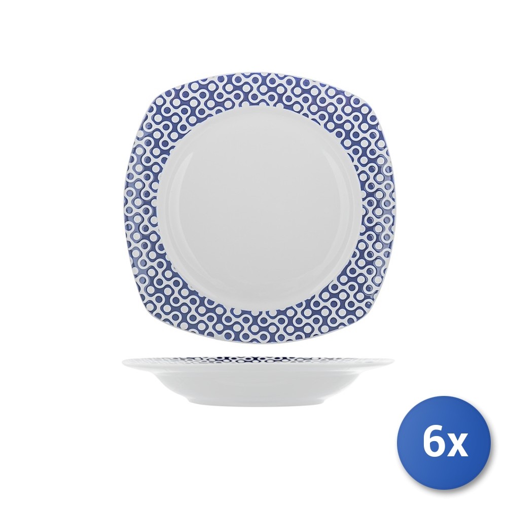 6X H&H Fuij New Bone China White Deep Plates 21.5 Cm