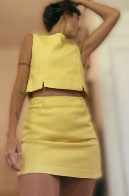 90 s Lily Pulitzer Yellow Matching Skirt and Top Matching Set Size 6