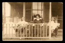 Original Edwardian Era Family Photograph Porch Setting 1910 Postmarked