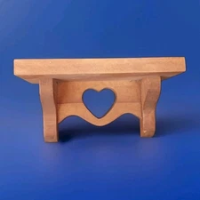 Mini Solid Wood Heart Cut Out Shelf With Hooks Country Cottage Granny 