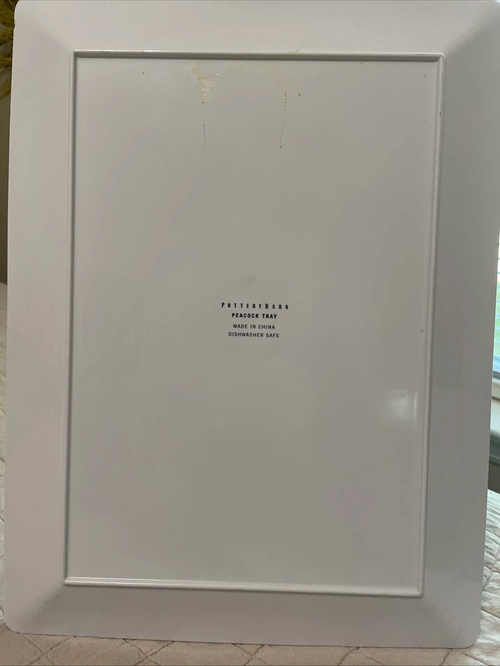 Pottery Barn Peacock Tray Pavo Muticus E Neale Melamine 16" x 12" Rectangle Read - Image 3 of 4