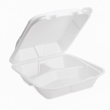 Disposable Foam Containers 3 Compartment / 9" x 9" x 3.5" Pack of 15ct