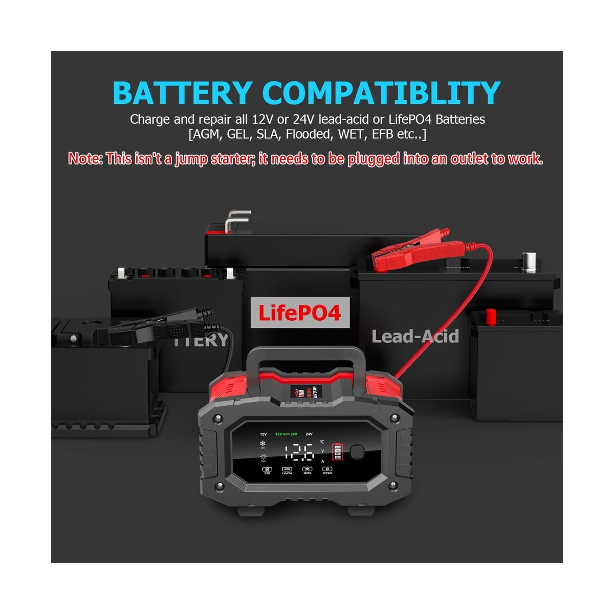 12V 24V Chargeur de batterie de voiture automatique/ Mainteneur Design intellige