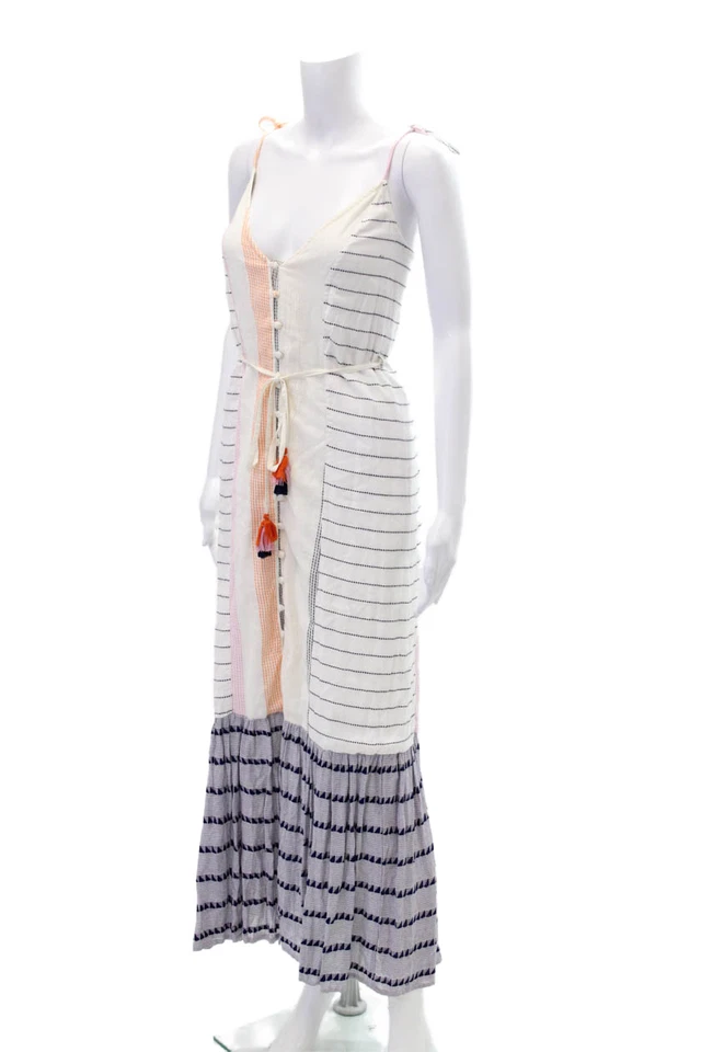 Tularosa Womens Printed V-neck Button Front Sleeveless Dress White Combo Size XS - Изображение 2 из 4