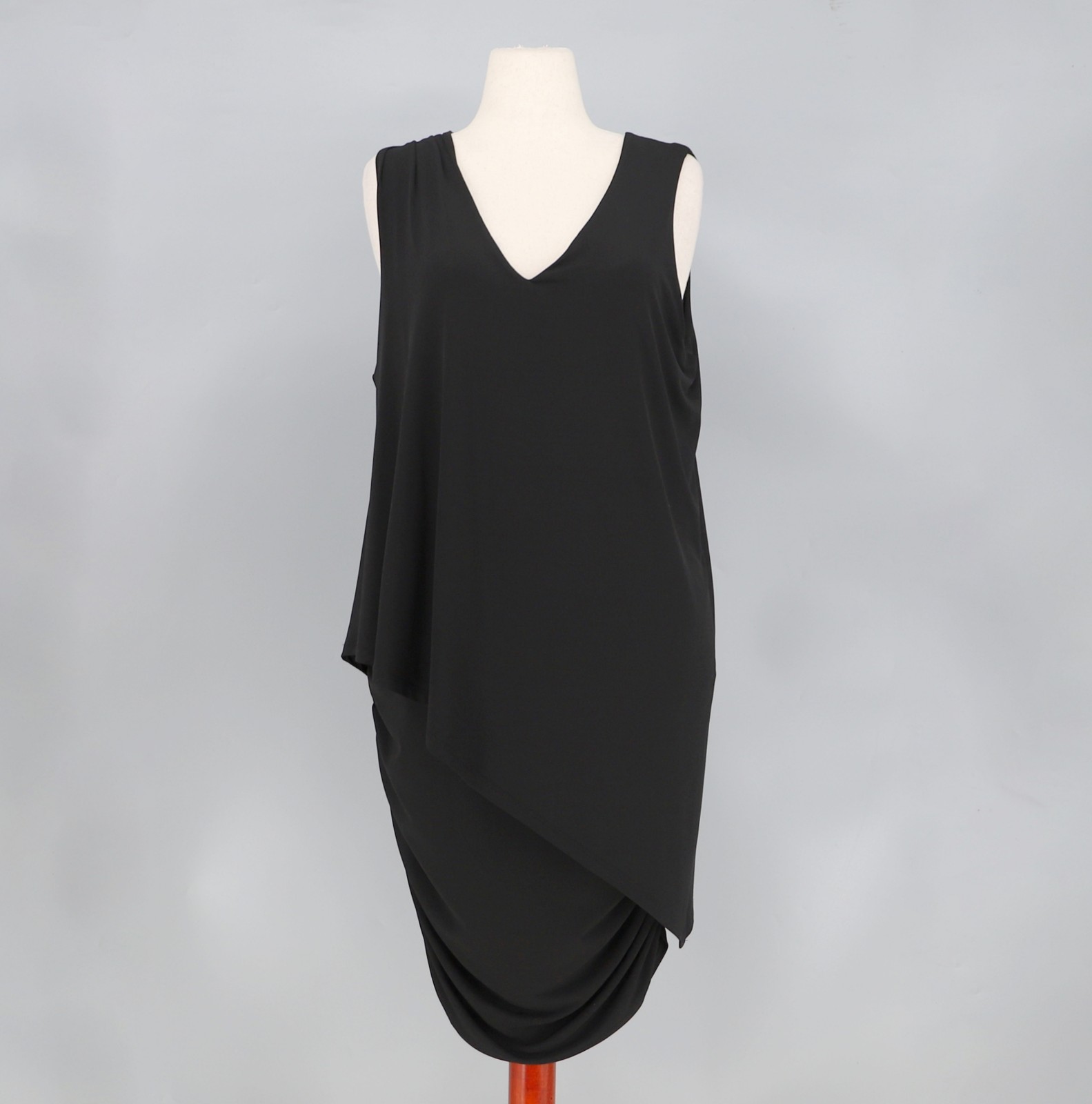 CLARA SUNWOO Sleeveless Ruched Overlay Dress in Black Size XL