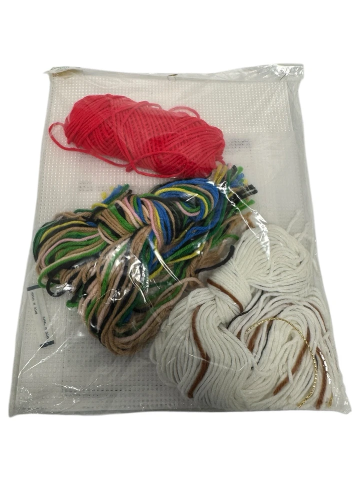 1990 Bucilla "Jolly Santa" w/ Toys Christmas Centerpiece Plastic Canvas Kit NEW - Image 2 of 2