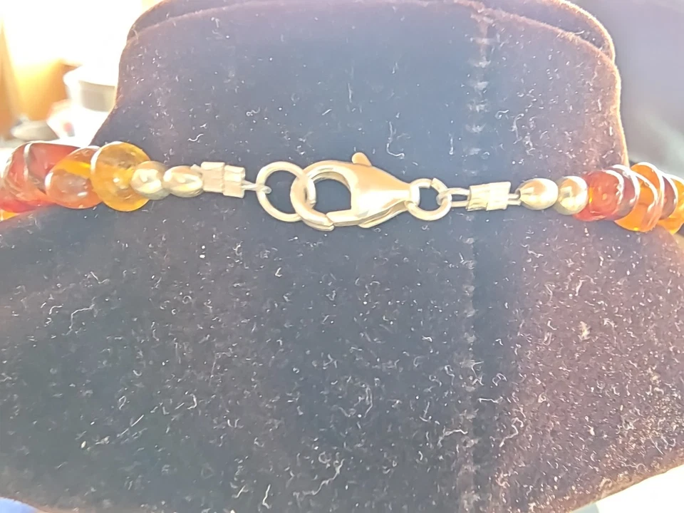 Necklace Genuine Baltic Amber W Sterling Bead Spacers 16" Handmade - Image 4 of 4