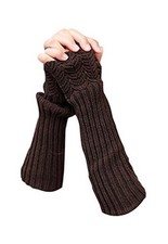 Women Arm Warmers Fashion Long Fingerless Gloves Knitted Kawaii Warm Coffee