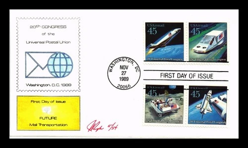 US COVER 20TH UNIVERSAL POSTAL CONGRESS 1989 BLOCK OF 4 FIRST DAY OF ISSUE