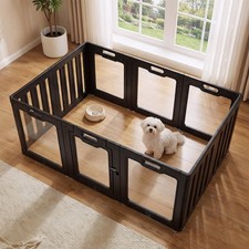 Soulbond Clear Acrylic Dog Playpen Indoor, 24 Inch, Black, 10 Panels