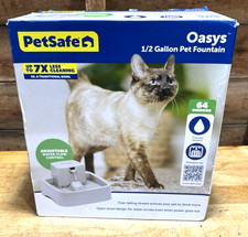 PetSafe Oasys 1/2 Gallon Pet Water Fountain Adjustable Flow, Filtered Gray