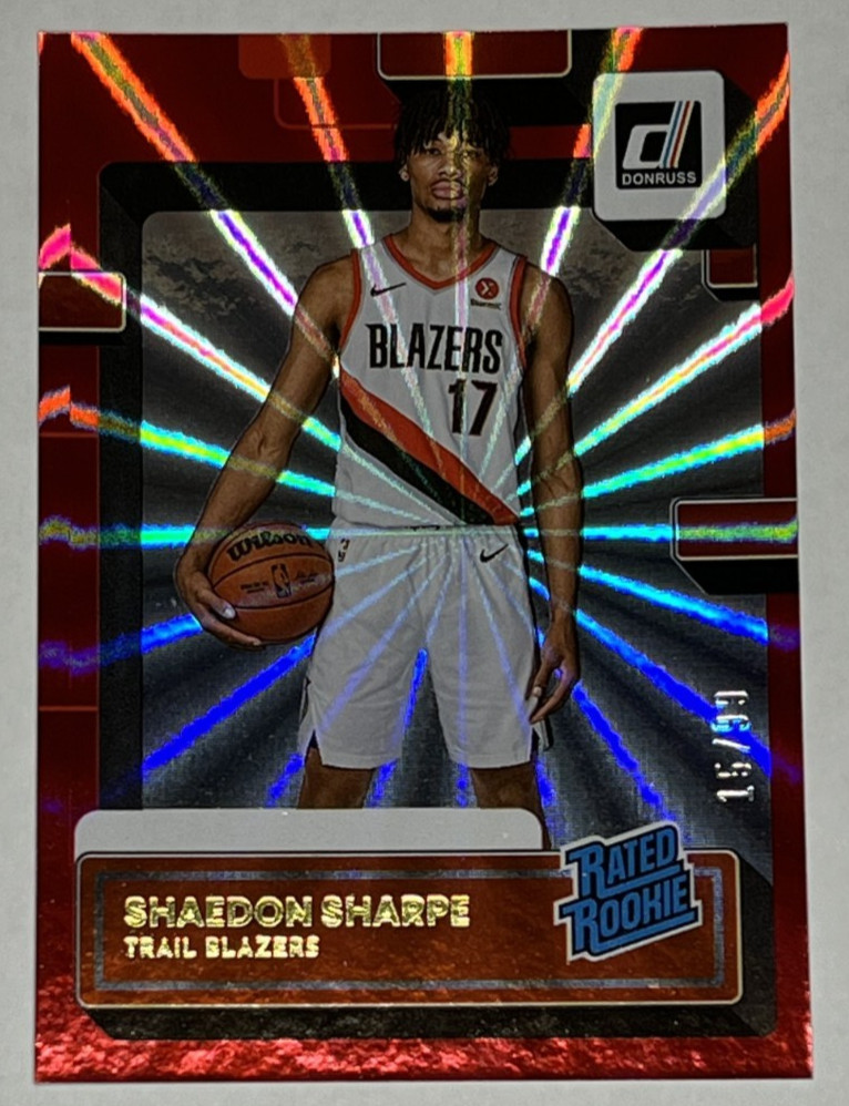 2022-23 Panini Donruss Rated Holo Red Laser /99 Shaedon Sharpe #207 Rookie RC