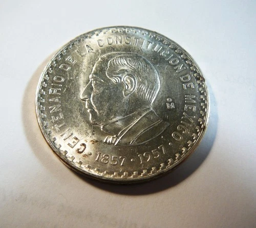 Photo of a 1957 Mexico 10 Pesos Silver from an eBay listing that sold on Jul 19, 2026