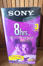 NEW SEALED Sony T-160VL VHS Blank Tapes 3 Pack 8HR Standard Grade FREE SHIP