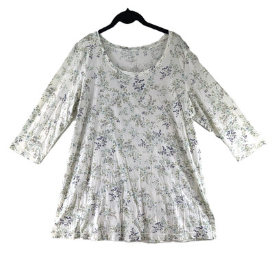 J Jill PureJill Tunic Top Womens Sz Large Tall Ballet Sleeve Cotton Modal Floral