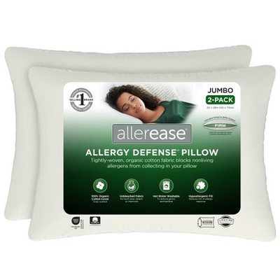 AllerEase Organic Cotton Top Allergy Protection Pillow (QUEEN), 2-pack |BUYKAPRA