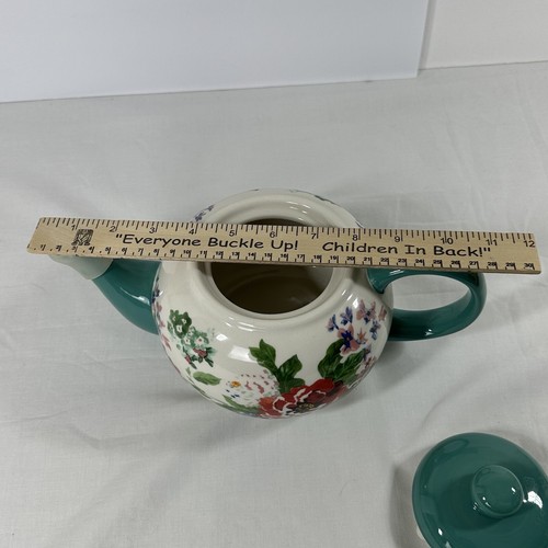 The Pioneer Woman Country Garden Teapot Teal Green and Multicolor 23 oz. Ceramic - Picture 3 of 13