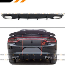 For 2015-23 Dodge Charger SXT SE GT Glossy Black Shark Fin Rear Bumper Diffuser