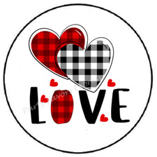 LOVE PLAID HEARTS VALENTINES DAY ENVELOPE SEALS LABELS STICKERS PARTY FAVORS