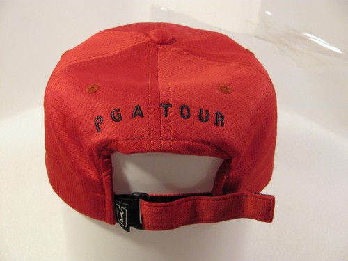 PGA Tour Logo Hat Mens Red Soft Unstructured Poly Mesh Airflux Vented Golf Cap - Picture 5 of 11