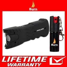 POLICE Stun Gun Burn Pepper Spray Combo for Self Defense 916 Black