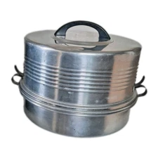 Vintage Regal Ware Aluminum Stacking Double Cake/Pie Taker Carrier W/Locking Lid