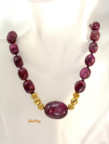 Collar con cuentas de piedras preciosas de rubí genuino Stauer, piedras preciosas semipreciosas - Imagen 3 de 6