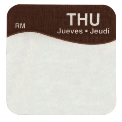 Daymark Thursday Labels White/Brown Tri-Lingual Write-in Day Labels - 1''L x 1''H