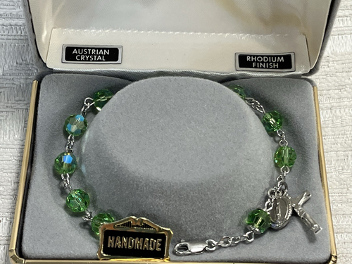 Austrian Crystal Wrist Rosary Bracelet 6mm Beads Rhodium Finish Handmade - 2980 - Picture 3 of 9