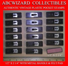 SIX 6 - 1/2" X 2 1/2" POCKET RUBBER STAMP CASES WITH DIE CUSHIONS AND INK PADS