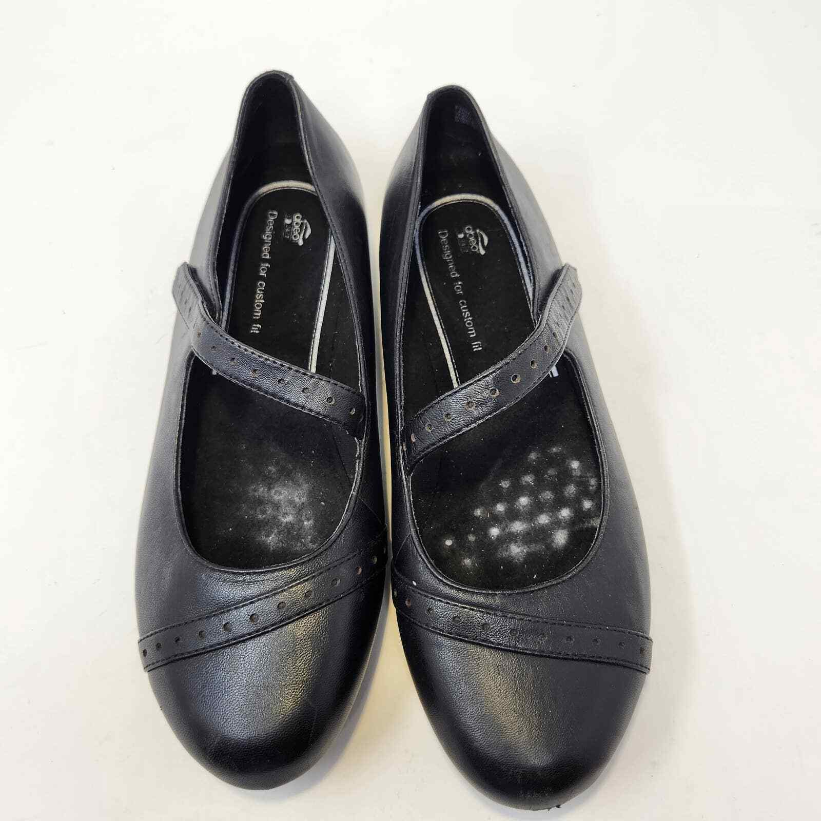 Abeo Womens Fern Black Leather Mary Jane Flats Shoes … Gem