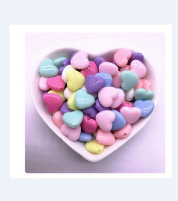 50 Acryl  Perlen Herz 8mm  Bunte Mix Farben Schmuck Basteln Mit Loch