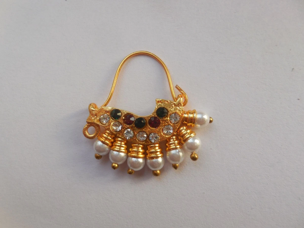 Pearls Nose Ring Gold Plated Hoop Piercing Wedding Fashion Jewelry