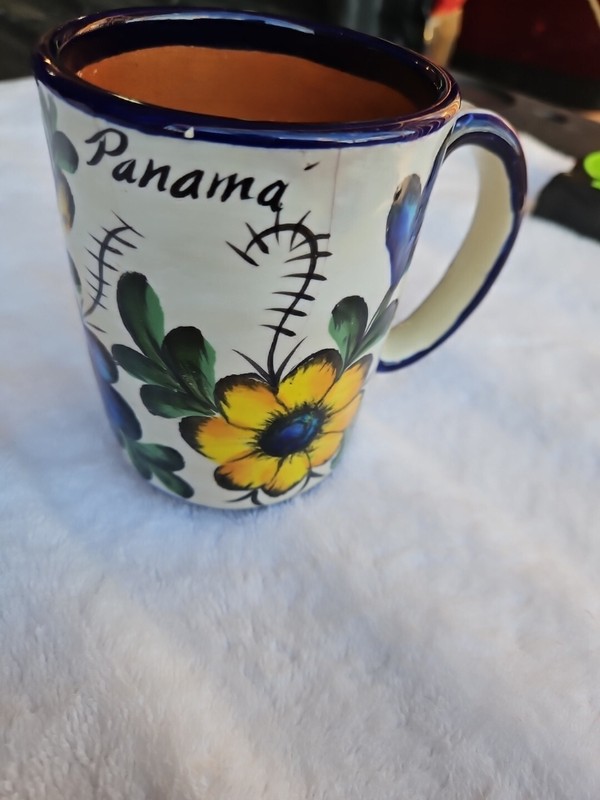 Vtg CERAMICA GARCIA SR  Flower Butterfly & flower Mug PANAMA
